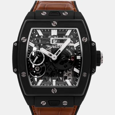 Pre-owned Hublot Skeleton Ceramic Big Bang 614.ci.1170.rx Manual Winding Men's Wristwatch 45 Mm In Transparent