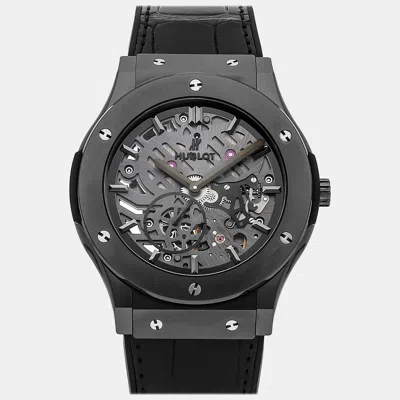 Pre-owned Hublot Skeleton Ceramic Classic Fusion 515.cm.0140.lr Manual Winding Men's Wristwatch 45 Mm In Transparent
