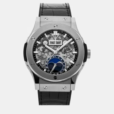 Pre-owned Hublot Skeleton Titanium Classic Fusion 547.nx.0170.lr Automatic Men's Wristwatch 42 Mm In Transparent