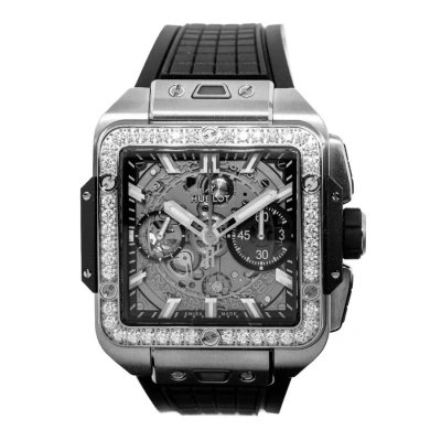 Hublot Square Bang Unico Titanium Diamonds Chronograph Automatic Watch 821.nx.0170.rx.1204 In Black / White