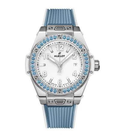 Hublot Stainless Steel And Topaz Big Bang One Click Watch In Blue