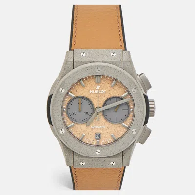 Pre-owned Hublot Tan Dial Grey Concrete Sand Camel Leather Limited Edition Classic Fusion Year Of The Fiftieth 521.xc