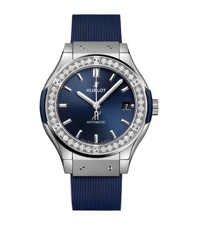 Hublot Titanium And Diamond Classic Fusion Watch In Black