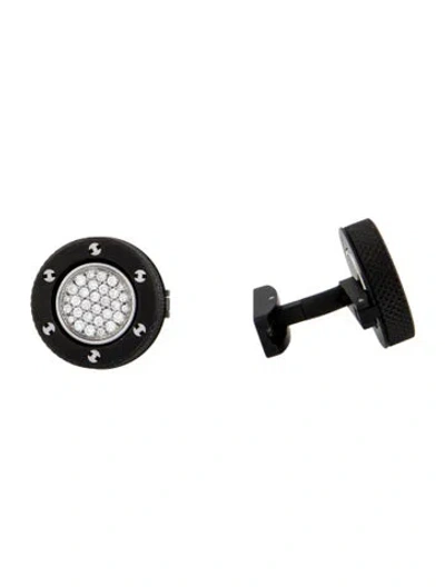 Pre-owned Hublot Titanium Diamond Reversible Big Bang Cufflinks In Black