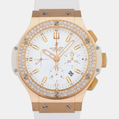Pre-owned Hublot White 18k Rose Gold Big Bang 301.pe.2180.rw.1104 Automatic Men's Wristwatch 44 Mm