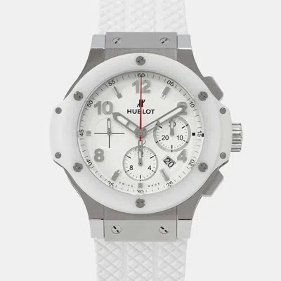 Pre-owned Hublot White Ceramic Big Bang 301.se.230.rw Automatic Men's Wristwatch 44 Mm