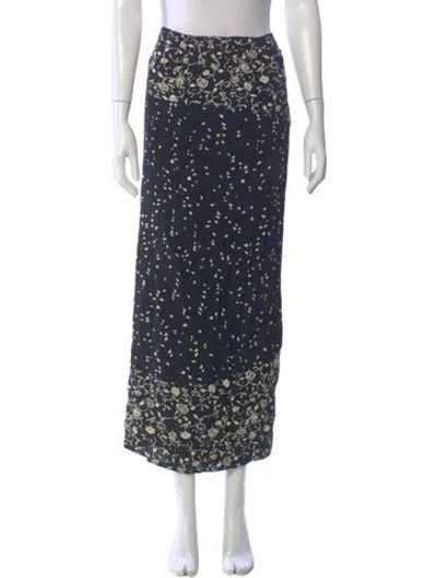 Pre-owned Hucke Floral Print Midi Length Skirt In Blue