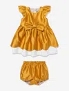 Hucklebones Baby Girls Scalloped Bodice Dress And Bloomers In Yellow