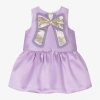 HUCKLEBONES LONDON BABY GIRLS PURPLE SATIN BOW DRESS