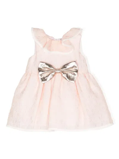 Hucklebones London Babies' Bow-detail Gathered Dress In Pink
