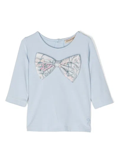 Hucklebones London Kids' Bow-detail Jersey T-shirt In Blue
