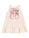 Hucklebones London Bow-detail Ruffled Midi Dress In Pink