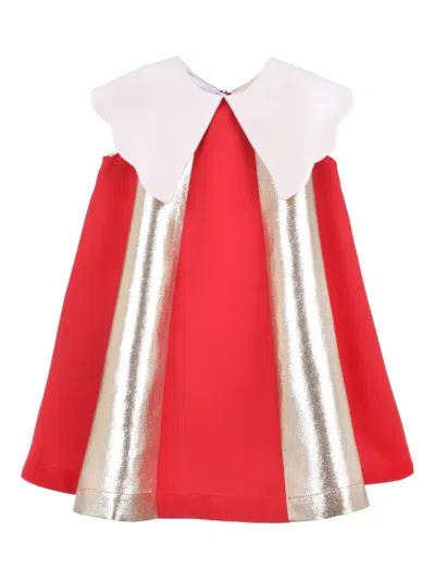 Hucklebones London Kids' Candy Cane Trapeze Dress In Red