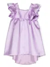 Hucklebones London Gathered-detail Satin Midi Dress In Purple