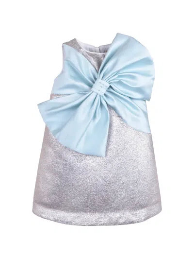 Hucklebones London Kids' Giant-bow Shift Dress In Gray