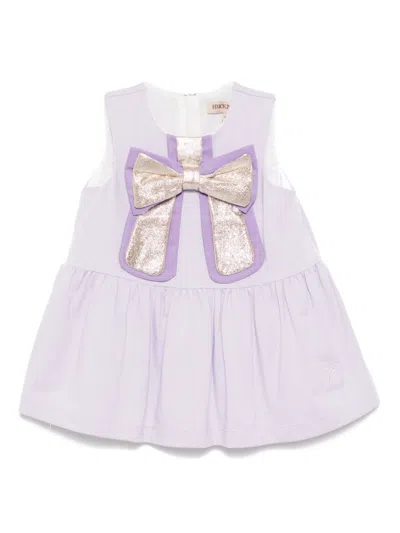 Hucklebones London Babies' Gilded Bow Dress In 紫色