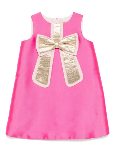 Hucklebones London Kids' Guilded Bow Shift Dress In 粉色