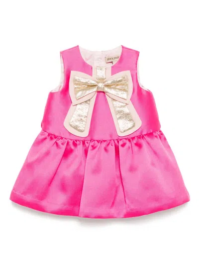 Hucklebones London Babies' Guilded Bow Shift Dress In 粉色
