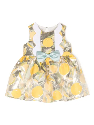 Hucklebones London Babies' Metallic-effect Sleeveless Dress In Yellow