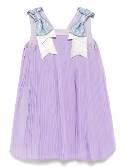 Hucklebones London Kids' Pleated Trapeze Dress In 紫色