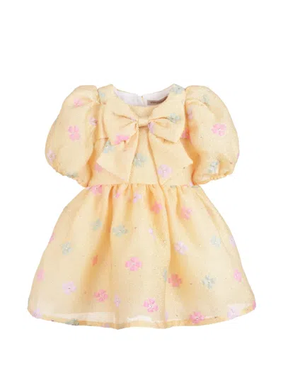 Hucklebones London Kids' Puff-sleeved Floral-print Dress In Orange