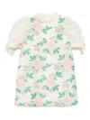 Hucklebones London Puff-sleeved Shift Dress In Green