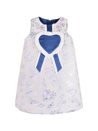 Hucklebones London Kids' Rosette Floral-jacquard Shift Dress In Blue