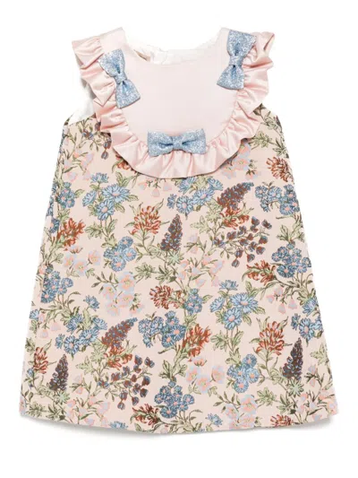 Hucklebones London Kids' Ruffle Bib Shift Dress In 粉色