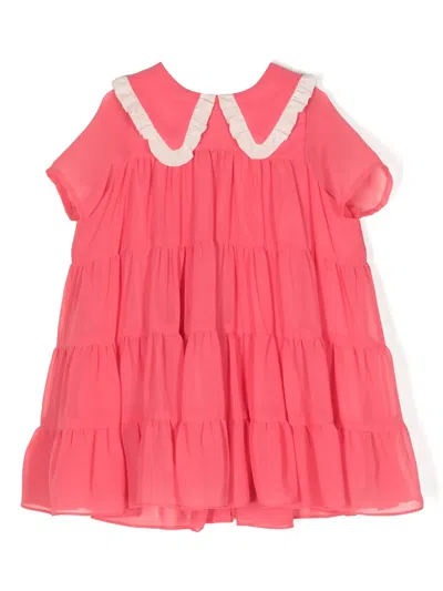 Hucklebones London Kids' Ruffle-detail Chiffon Midi Dress In Pink