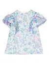 Hucklebones London Ruffle-detail Floral-print Mini Dress In Blue