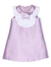 Hucklebones London Ruffle-detail Satin Midi Dress In Purple