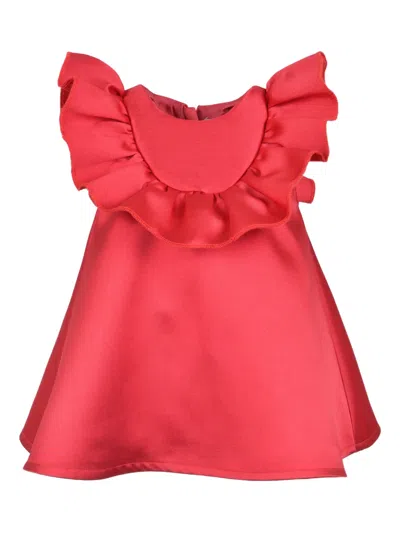 Hucklebones London Babies' Ruffled Trapeze Dress In Red
