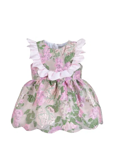 Hucklebones London Babies' Scalloped Ruffle Bodice Dress And Bloomers Set In Multi