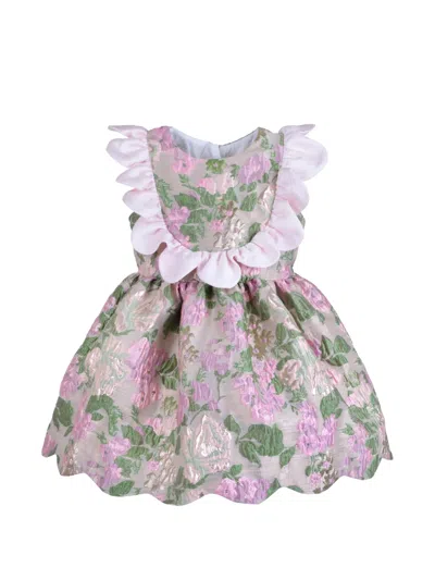 Hucklebones London Kids' Scalloped Ruffle Bodice Dress In Multi