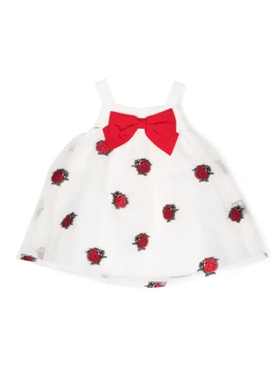 Hucklebones London Babies' Tulle-overlay Ladybug-print Dress In White