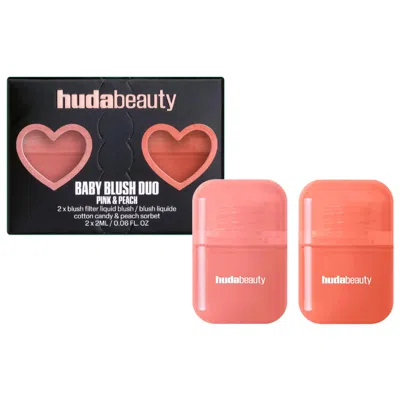Huda Beauty Mini Baby Blush Duo Set Cotton Candy And Peach Sorbet 0.06 oz / 2 ml
