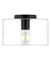 Hudson & Canal 10" Metal Henri Wide Semi Flush Mount In Mattle Black