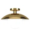 Hudson & Canal 14.5" Metal Alvia Wide Semi Flush Mount In Brass