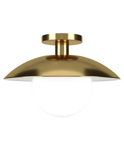Hudson & Canal 14.5" Metal Alvia Wide Semi Flush Mount In Brass
