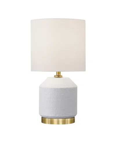 Hudson & Canal 15" Ceramic Esther Mini Lamp In Matte White,antiqued Brass