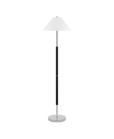 Hudson & Canal 18" Metal Simona 2-light Floor Lamp In Matte Black,polished Nickel
