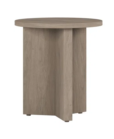 Hudson & Canal 20" Anders Wide Round Side Table In Antiqued Gray Oak