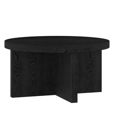 Hudson & Canal 33" Elna Wide Round Coffee Table In Black Grain