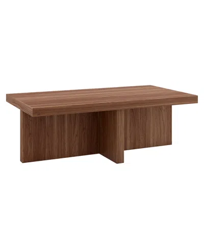 Hudson & Canal 44" Elna Wide Rectangular Coffee Table In Satin Walnut
