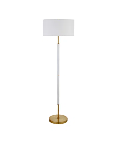 Hudson & Canal 61.5" Metal Simone 2-light Floor Lamp In Matte White,brass