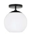 Hudson & Canal 9" Metal Bartlett Wide Semi Flush Mount In Matte Black