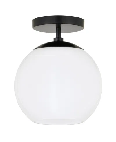 Hudson & Canal 9" Metal Bartlett Wide Semi Flush Mount In Matte Black
