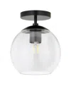 Hudson & Canal Bartlett 9" Glass Shade Wide Semi Flush Mount In Matte Black