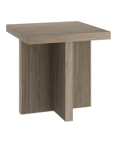 Hudson & Canal Boden 22" Wide Square Fluted Side Table In Brown