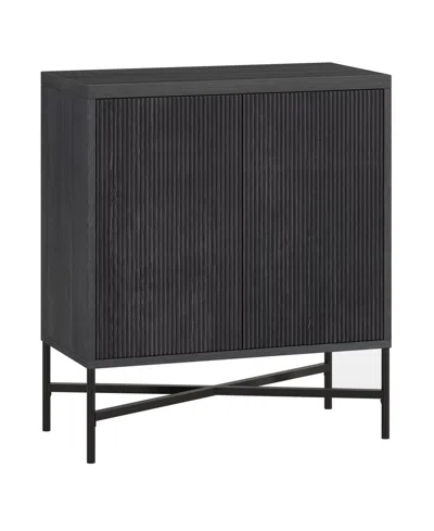 Hudson & Canal Brighton 28" Wide Rectangular Accent Cabinet In Charcoal Gray In Black Grain